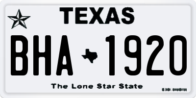 TX license plate BHA1920