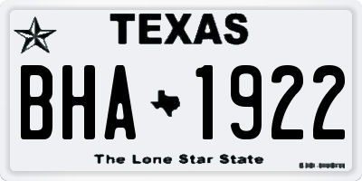 TX license plate BHA1922