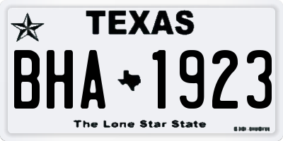 TX license plate BHA1923