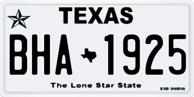 TX license plate BHA1925