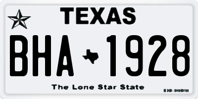 TX license plate BHA1928
