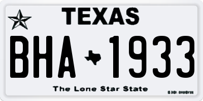 TX license plate BHA1933