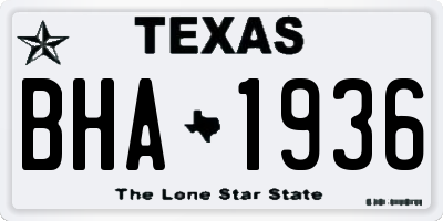 TX license plate BHA1936