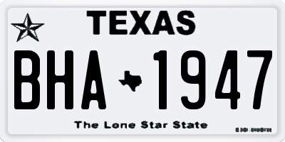 TX license plate BHA1947