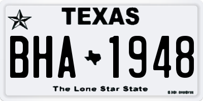 TX license plate BHA1948