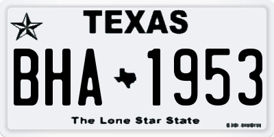 TX license plate BHA1953