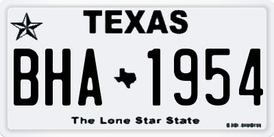 TX license plate BHA1954