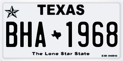 TX license plate BHA1968