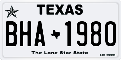 TX license plate BHA1980