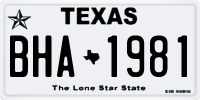 TX license plate BHA1981