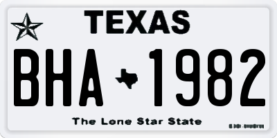 TX license plate BHA1982