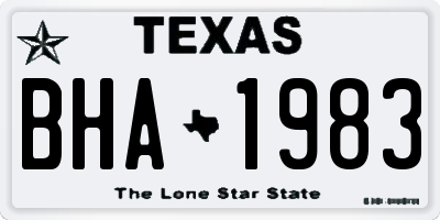 TX license plate BHA1983