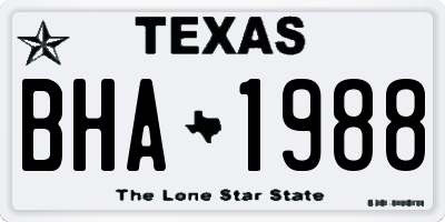 TX license plate BHA1988