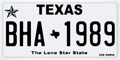 TX license plate BHA1989