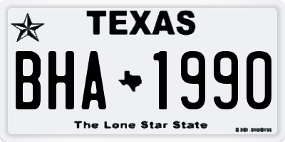 TX license plate BHA1990