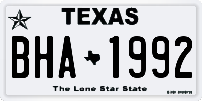 TX license plate BHA1992