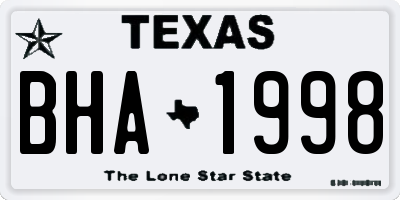 TX license plate BHA1998