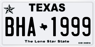 TX license plate BHA1999