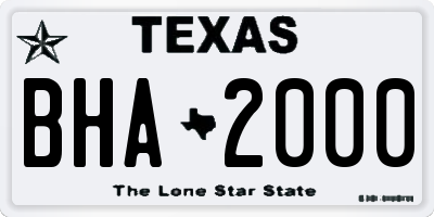 TX license plate BHA2000