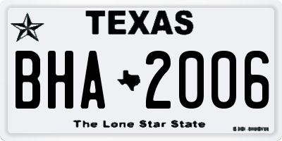 TX license plate BHA2006