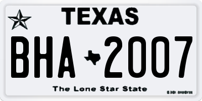 TX license plate BHA2007