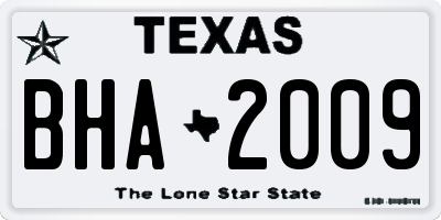 TX license plate BHA2009