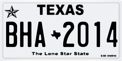TX license plate BHA2014