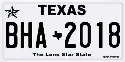 TX license plate BHA2018