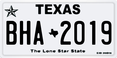 TX license plate BHA2019
