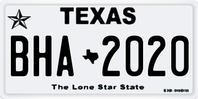TX license plate BHA2020