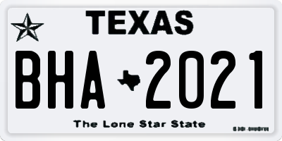TX license plate BHA2021