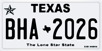 TX license plate BHA2026