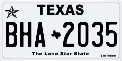 TX license plate BHA2035