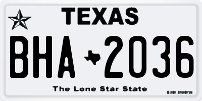 TX license plate BHA2036