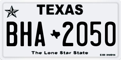 TX license plate BHA2050