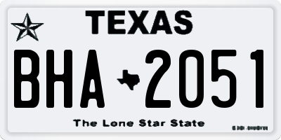 TX license plate BHA2051