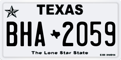 TX license plate BHA2059