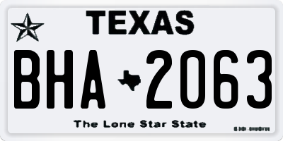 TX license plate BHA2063