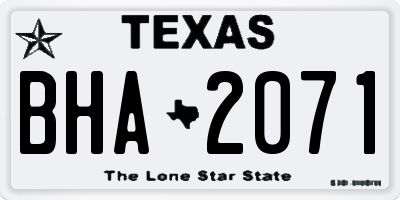 TX license plate BHA2071