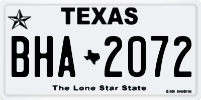 TX license plate BHA2072