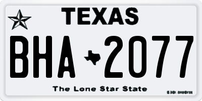 TX license plate BHA2077