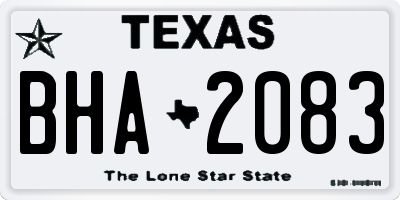 TX license plate BHA2083