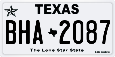 TX license plate BHA2087