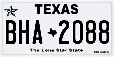 TX license plate BHA2088