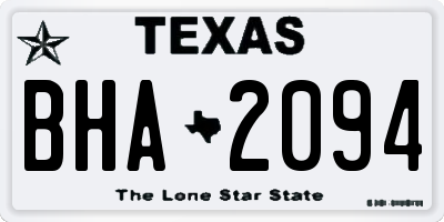TX license plate BHA2094