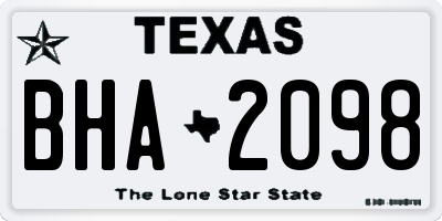 TX license plate BHA2098