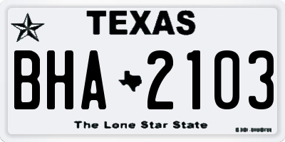 TX license plate BHA2103