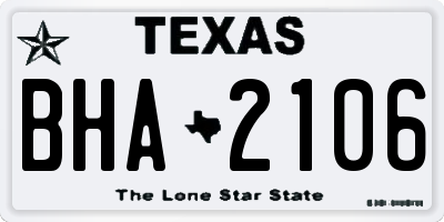 TX license plate BHA2106
