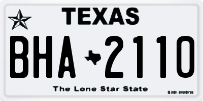 TX license plate BHA2110