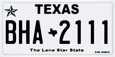 TX license plate BHA2111